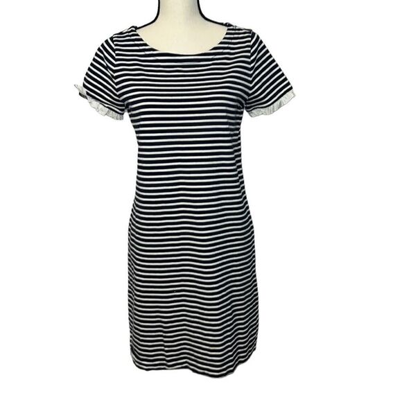 J. Crew Striped Poplin-Trimmed Dress - Picture 2 of 10